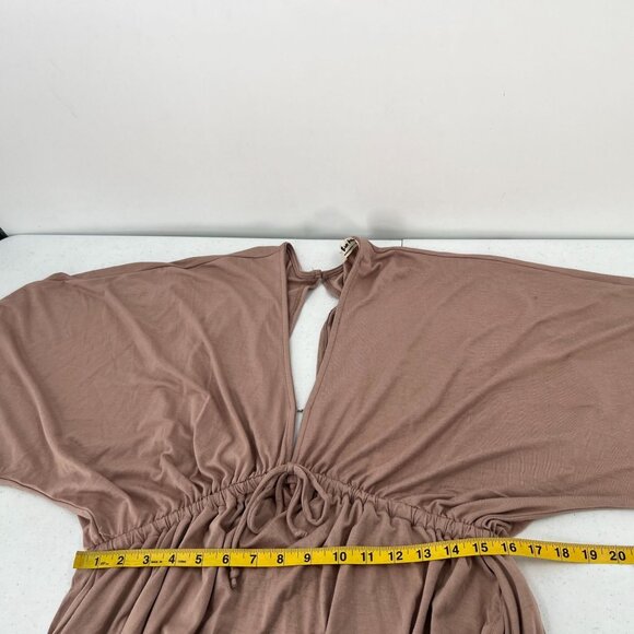 Three Bird Nest XL Pink Soft Stretch Knit Long Sleeve Open Back Boho Mini Dress - Picture 5 of 11